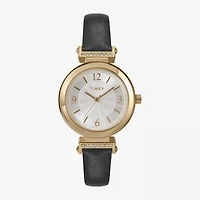 Timex Womens Black Leather Strap Watch Tw2w96400jt