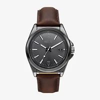 Relic By Fossil Mens Brown Leather Strap Watch Zr16049