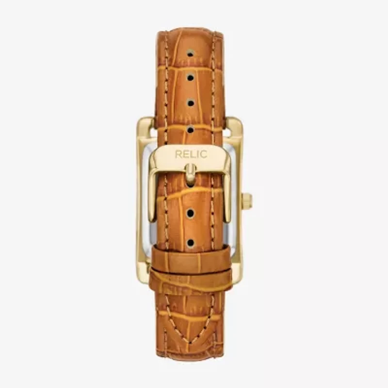Relic By Fossil Womens Brown Leather Strap Watch Zr34670