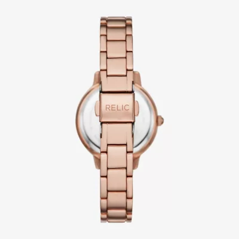 Relic By Fossil Womens Rose Goldtone Bracelet Watch Zr34671
