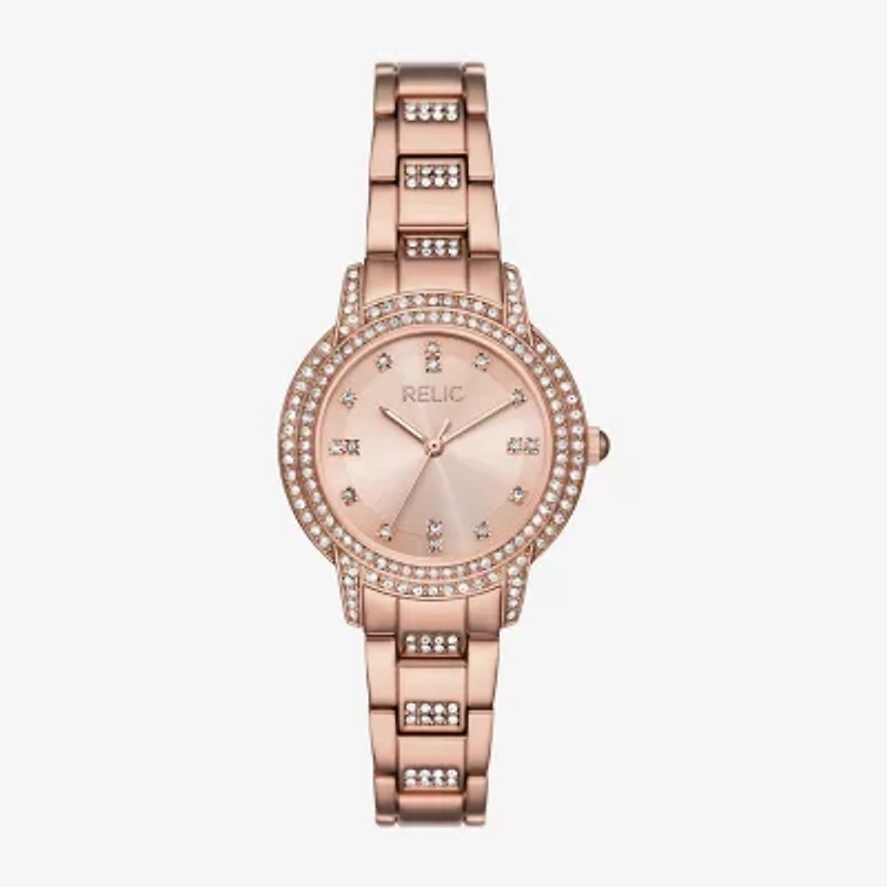 Relic By Fossil Womens Rose Goldtone Bracelet Watch Zr34671