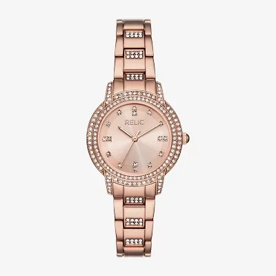 Relic By Fossil Womens Rose Goldtone Bracelet Watch Zr34671