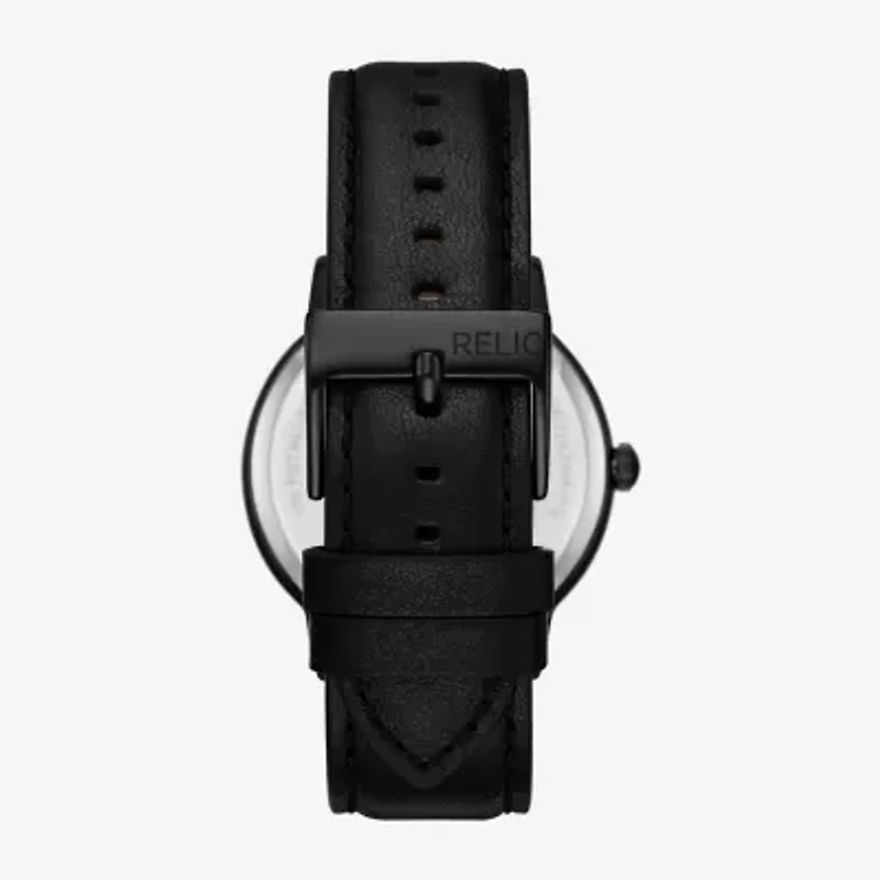 Relic By Fossil Mens Black Leather Strap Watch Zr77340