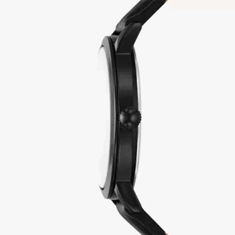 Relic By Fossil Mens Black Leather Strap Watch Zr77340