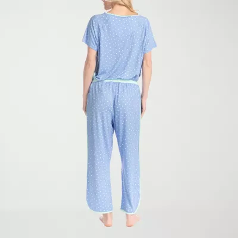 Muk Luks Womens Round Neck Short Sleeve 2-pc. Pajama Sets