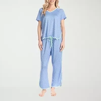 Muk Luks Womens Round Neck Short Sleeve 2-pc. Pajama Sets