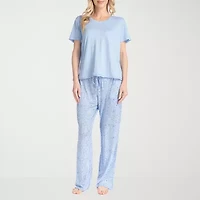 Muk Luks Womens Round Neck Short Sleeve 2-pc. Pajama Sets
