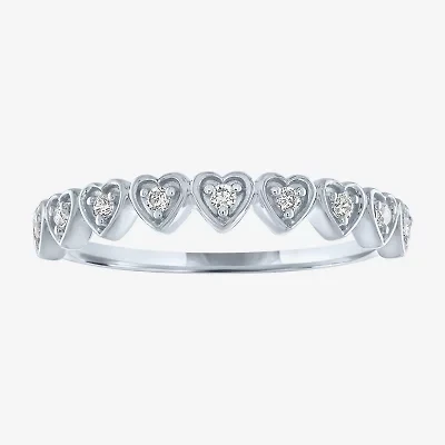 (G-H / Si2-I1) Womens 1/10 CT. T.W. Lab Grown White Diamond 10K Gold Heart Band