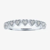 (G-H / Si2-I1) Womens 1/10 CT. T.W. Lab Grown White Diamond 10K Gold Heart Band