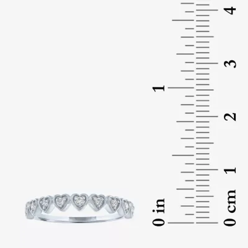 (G-H / Si2-I1) Womens 1/10 CT. T.W. Lab Grown White Diamond 10K Gold Heart Band