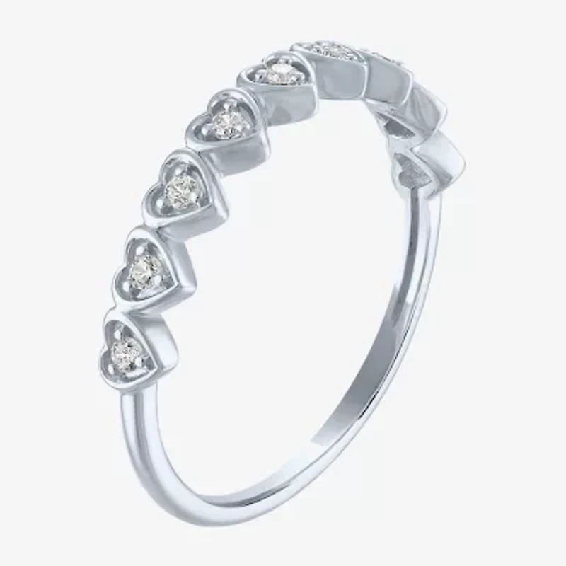 (G-H / Si2-I1) Womens 1/10 CT. T.W. Lab Grown White Diamond 10K Gold Heart Band
