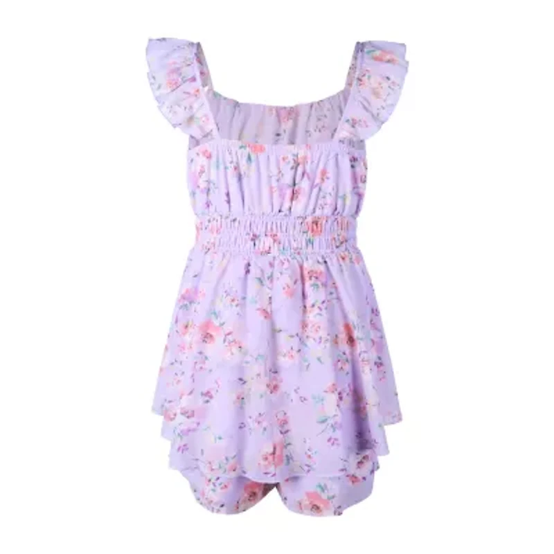 Lilt Big Kid Girls Sleeveless Floral Romper