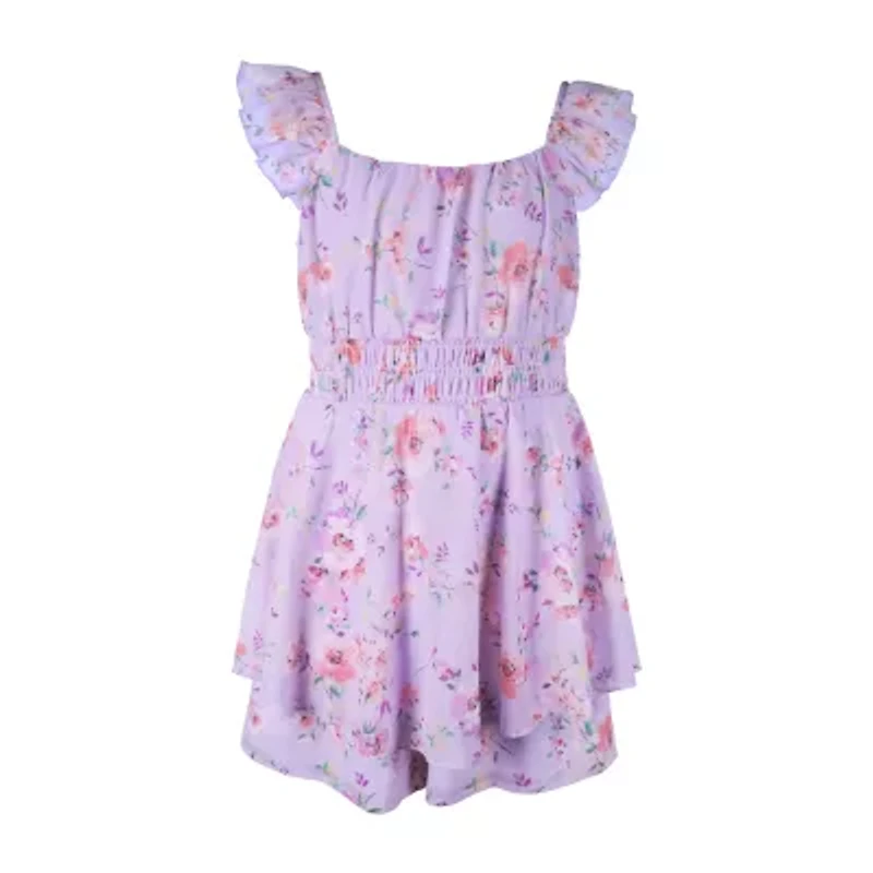 Lilt Big Kid Girls Sleeveless Floral Romper