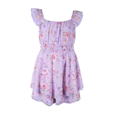 Lilt Big Kid Girls Sleeveless Floral Romper