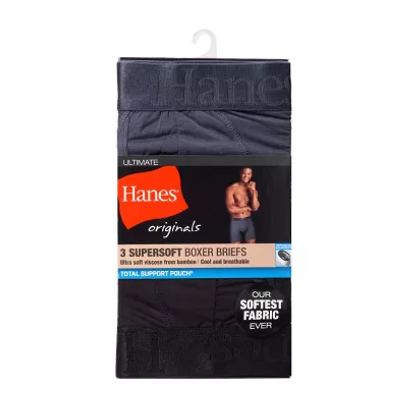 Hanes Originals Supersoft Total Support Pouch Mens 3 Pack Boxer Briefs Uosba3