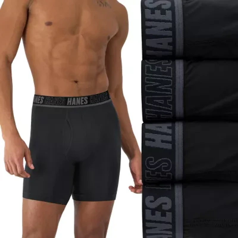 Hanes Moves X-Temp Performance Total Support Pouch Mens 4 Pack Boxer Briefs Umsbe4