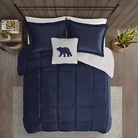 Woolrich Alton Plush to Sherpa Down Alternative Comforter Set with Throw Pillow