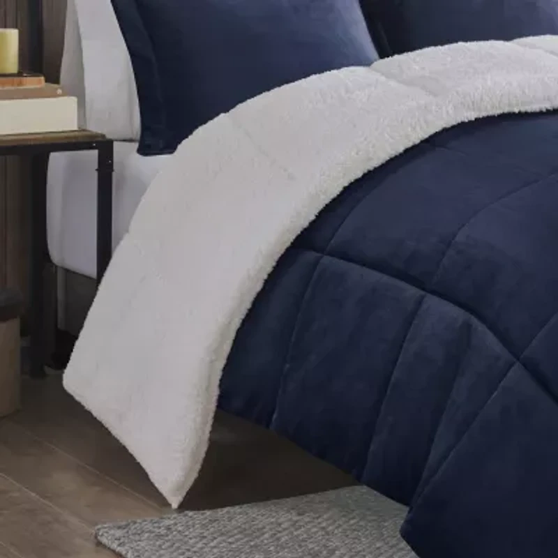 Woolrich Alton Plush to Sherpa Down Alternative Comforter Set with Throw Pillow
