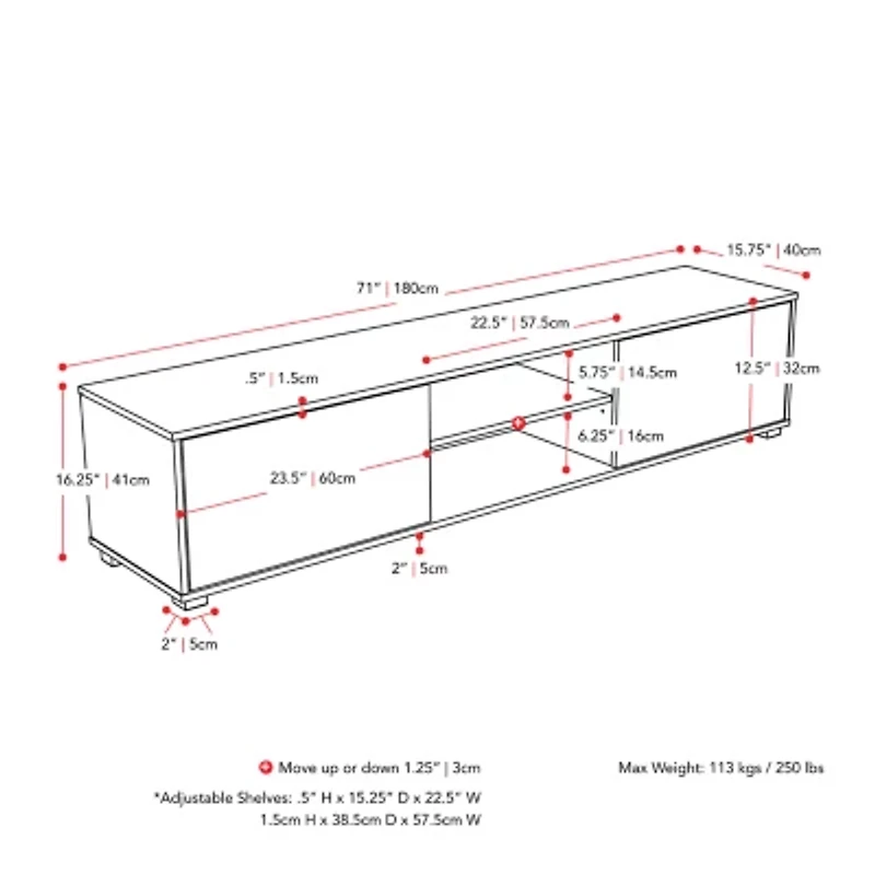 Hollywood TV Stand with Pillar Legs