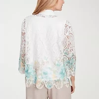 Alfred Dunner Kensington Garden Womens 3/4 Sleeve Layered Top