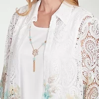 Alfred Dunner Kensington Garden Womens 3/4 Sleeve Layered Top