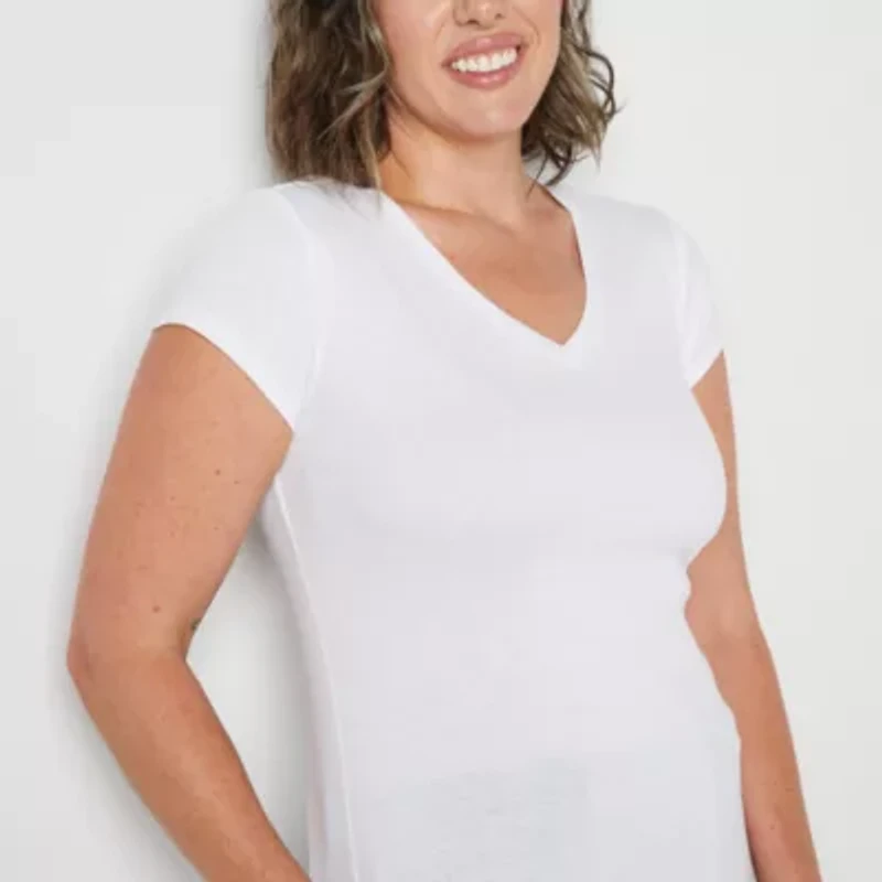 Liz Claiborne Womens V Neck Short Sleeve T-Shirt