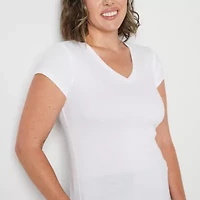 Liz Claiborne Womens V Neck Short Sleeve T-Shirt