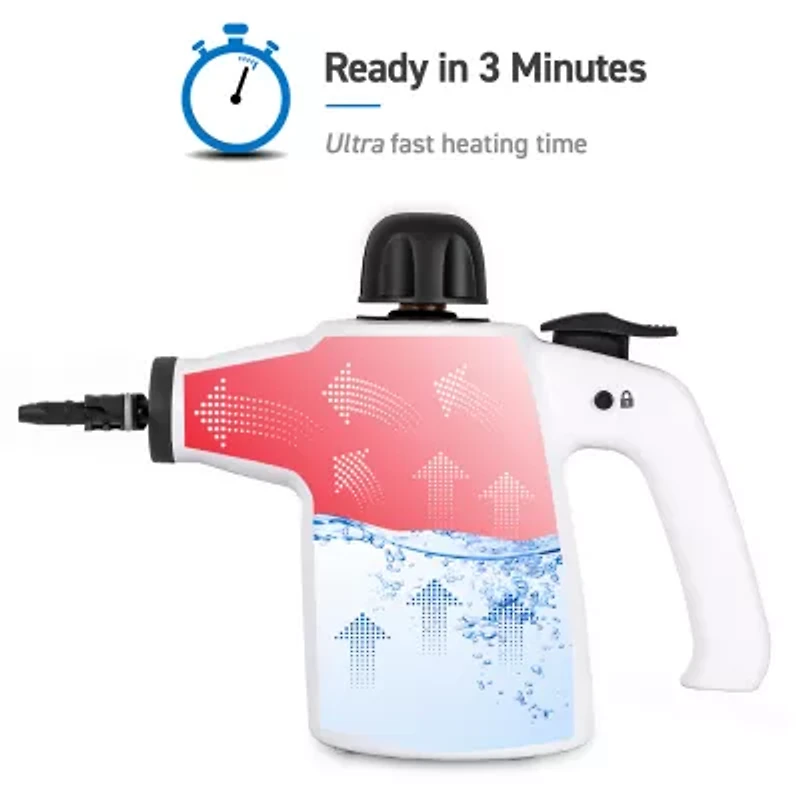Commercial Care Handheld Steam Cleaner with 9-Piece Accessory Set
