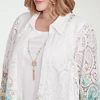 Alfred Dunner Kensington Garden Womens 3/4 Sleeve Plus Layered Top