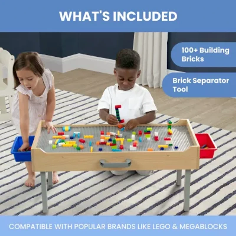 Delta Children Play And Store Building Bricks Play Table Building Set 100-pc.
