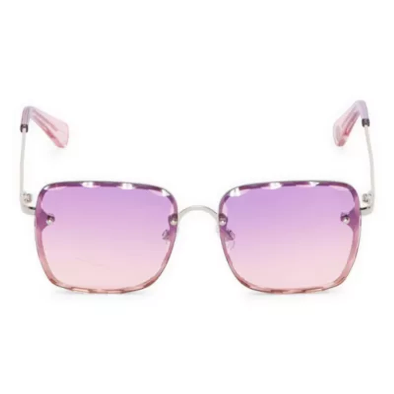 BCBGeneration Silver Beveled Square Womens Uv Protection Square Sunglasses