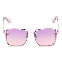 BCBGeneration Silver Beveled Square Womens Uv Protection Square Sunglasses