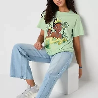 Disney Womens Crew Neck Short Sleeve Loose Fit Princess & The Frog Juniors Graphic T-Shirt
