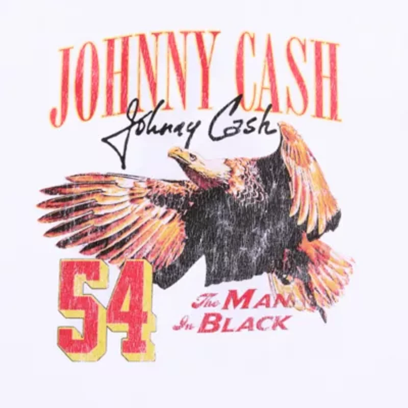 New World Johnny Cash Ring Of Fire Oversized Tee Womens Crew Neck Short Sleeve Loose Fit Juniors Graphic T-Shirt