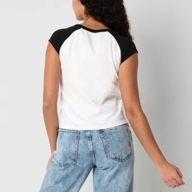 New World Fleetwoodmac Raglan Tank Womens Crew Neck Short Sleeve Loose Fit Juniors Graphic T-Shirt