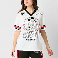 Football Womens V Neck Short Sleeve Mickey and Friends Juniors Jersey