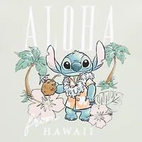 Womens Crew Neck Short Sleeve Regular Fit Lilo & Stitch Juniors Graphic T-Shirt
