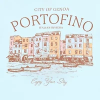 Portofino Boyfriend Tee Womens Crew Neck Short Sleeve Regular Fit Juniors Graphic T-Shirt