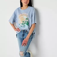 Celestial Oversized Tee Womens Crew Neck Short Sleeve Juniors Graphic T-Shirt