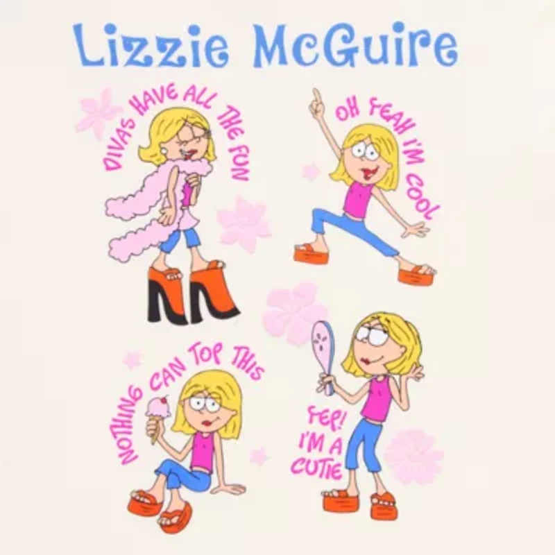Lizzie Mcguire Oversized Tee Womens Crew Neck Short Sleeve Oversized Juniors Graphic T-Shirt