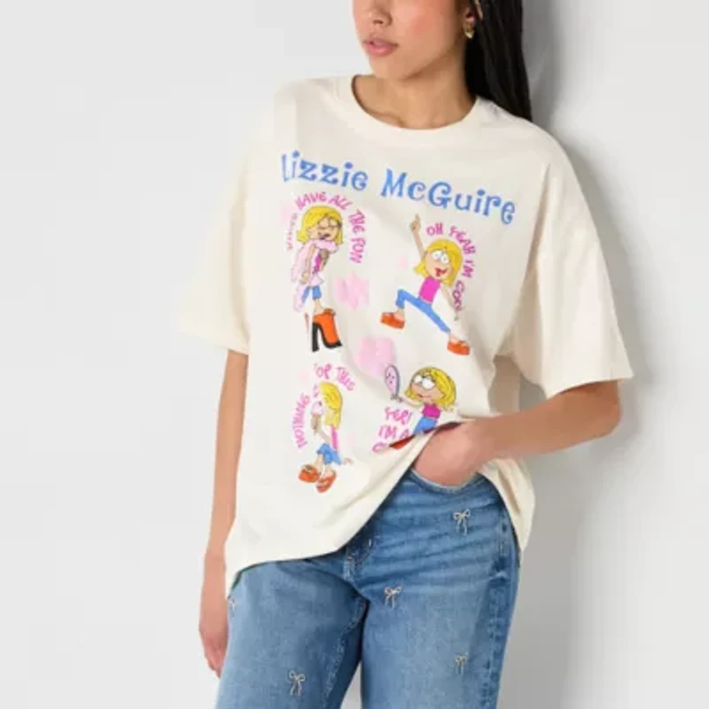 Lizzie Mcguire Oversized Tee Womens Crew Neck Short Sleeve Oversized Juniors Graphic T-Shirt