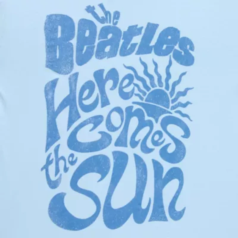 New World The Beatles Here Comes Sun Oversized Womens Crew Neck Short Sleeve Loose Fit Juniors Graphic T-Shirt