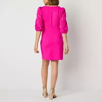 52seven Womens 3/4 Eyelet Sleeve Shift Dress