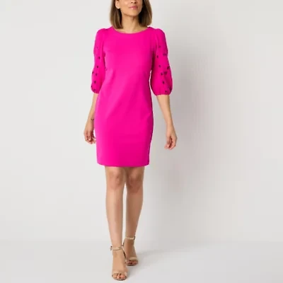 52seven Womens 3/4 Eyelet Sleeve Shift Dress