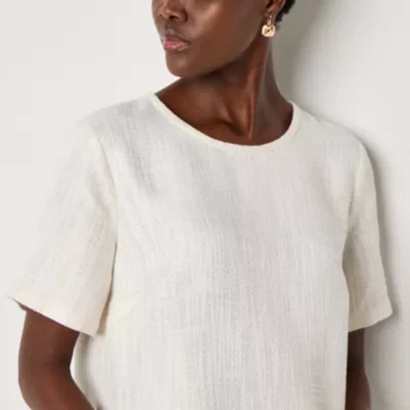 Liz Claiborne Womens Crew Neck Short Sleeve T-Shirt