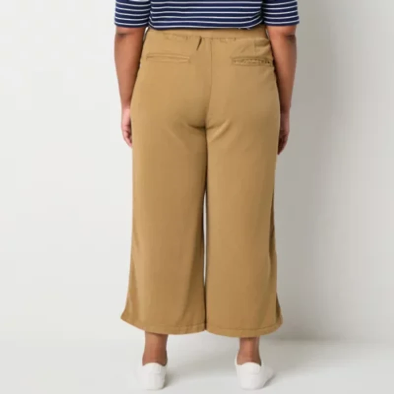 St. John's Bay Womens Wide Leg High Rise Plus Capri Pant