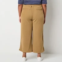 St. John's Bay Womens Wide Leg High Rise Plus Capri Pant