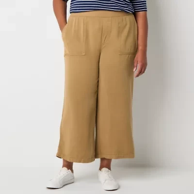 St. John's Bay Womens Wide Leg High Rise Plus Capri Pant