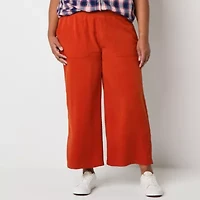 St. John's Bay Womens Plus Wide Leg High Rise Capri Pant