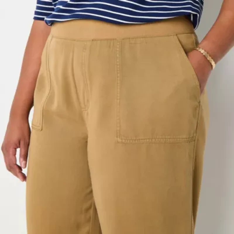 St. John's Bay Womens Wide Leg High Rise Plus Capri Pant